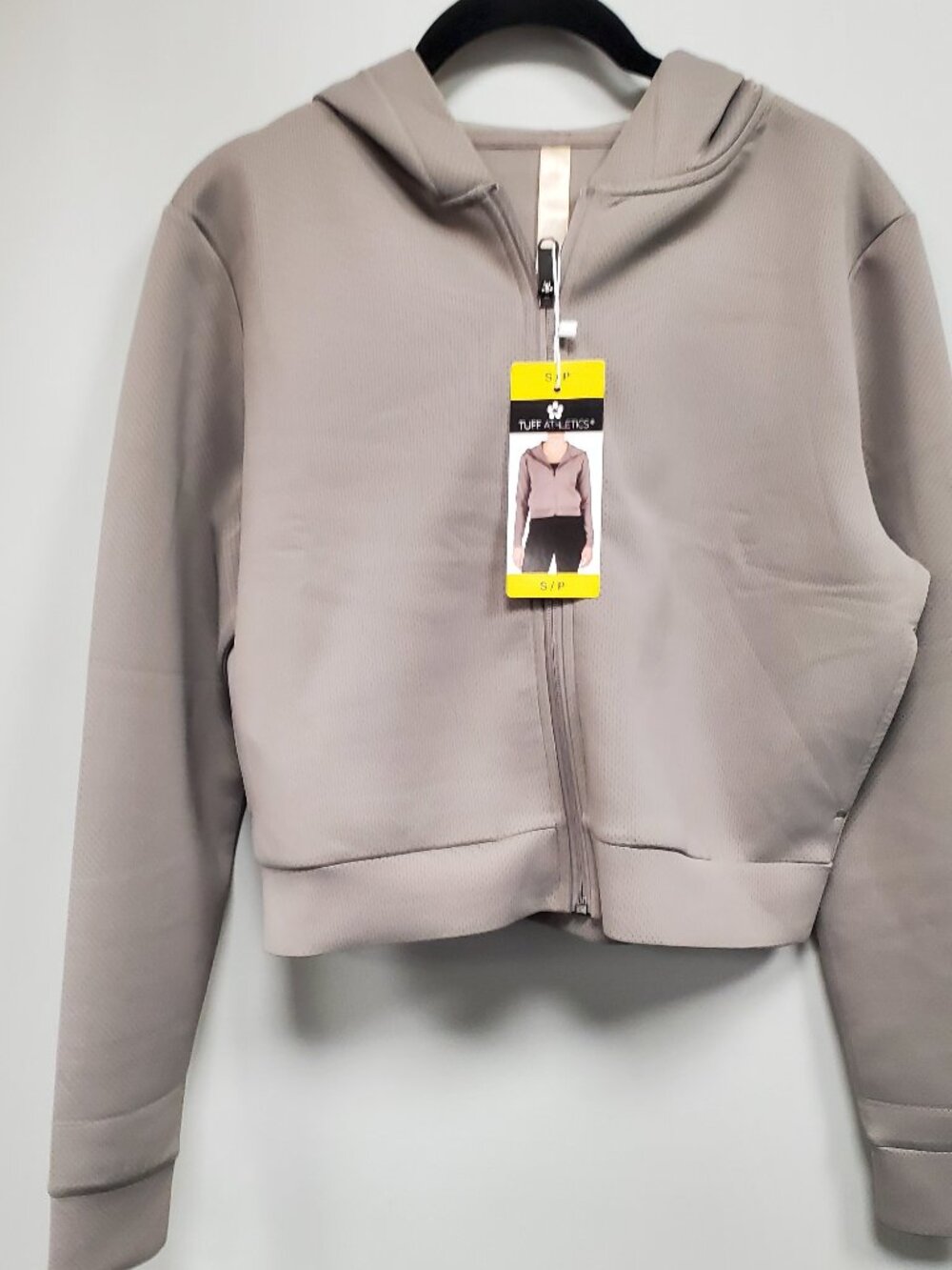 Tuff Athletics Women's Crop Hoodie, Beige/Grey Mix